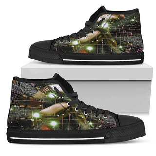We Are One With Technology Mens High Top Canvas Shoe