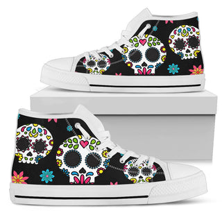Women's Sugar Skull Canvas Shoes 001 (High top & Low top) - designfullprint