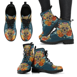 Sugar Skull Women's Leather Boots - designfullprint
