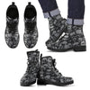 New Comfortable Lace Up Leather Boots Skull 019 - designfullprint