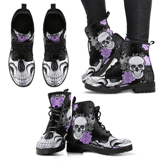 Full Skull New Comfortable Lace Up Leather Boots 023 - designfullprint