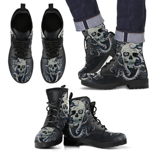 Skull With Octopus Tentacles Men's Handcrafted Premium Boots V4