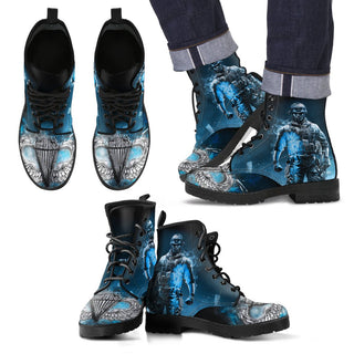 Real Leather Comfortable Lace Up Boots - 101st Armed Forces Day US Army  002 - designfullprint
