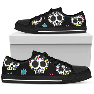 Mexican Sugar Skull Low Top Canvas Shoes 001 - designfullprint