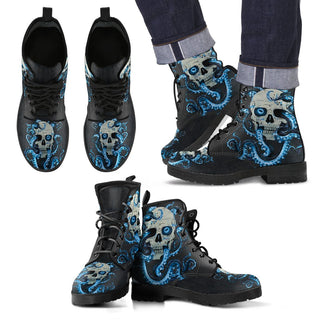 Skull With Octopus Tentacles Men's Handcrafted Premium Boots V2
