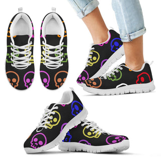Skull Madness (White Soles) Kid's Sneakers - designfullprint