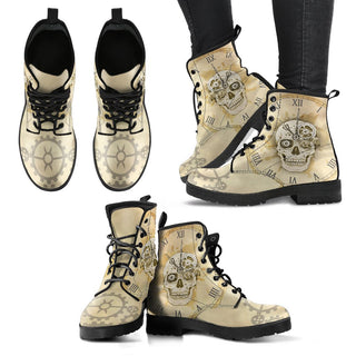 Steampunk Skull Women's Handcrafted Premium Boots - designfullprint