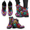 Sugar Skulls Cat Women's Leather Boots - designfullprint
