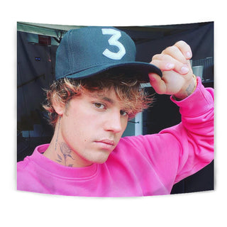 Justin Bieber Handsome In Pink Tapestry TTN