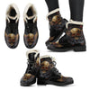 Gold Skull Chain Faux Fur Leather Boot