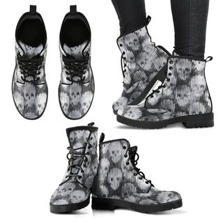 New Comfortable Lace Up Leather Boots Skull 016 - designfullprint
