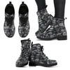 New Comfortable Lace Up Leather Boots Skull 019 - designfullprint