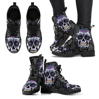Sugar Skull Women's Leather Boots - designfullprint