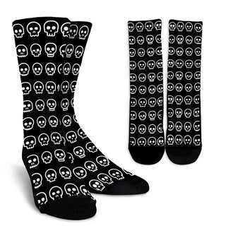 Skull Madness (White) Crew Socks - designfullprint