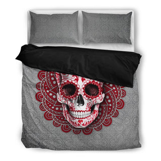 Red Mandala Skull Bedding Set
