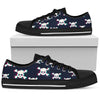 Skull Low Top Canvas Shoes 05 Women/Men, White/Black - designfullprint