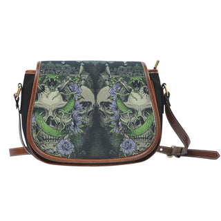 3D Skull Leather Cross-Body Carrying Strap Canvas Saddle Bags 004 - designfullprint