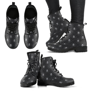 New Comfortable Lace Up Leather Boots Skull 018 - designfullprint