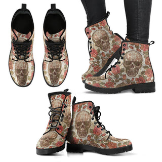 Skull Roses Women's Leather Boots