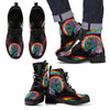 New Comfortable Lace Up Leather Boots Unicorn Skull 002 (Women Size) - designfullprint