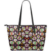 Awesome Sugar Skulls - Large Leather Tote Bag - designfullprint