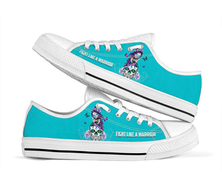 Skull Gift Teal and Purple Suicide Awareness Sugar Skull Fight Like A Warrior Shoes