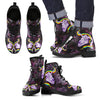 New Comfortable Lace Up Leather Boots Unicorn Skull 001 - designfullprint