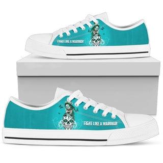 Skull Gift Teal Fight Like A Warrior Ovariant Cancer Awareness Sugar Skull Girl Shoes