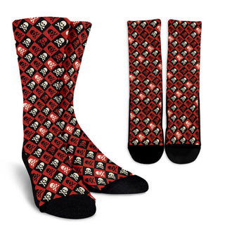 Skull Checkerboard Crew Socks - designfullprint