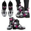 Full Skull New Comfortable Lace Up Leather Boots 023 - Pink - designfullprint