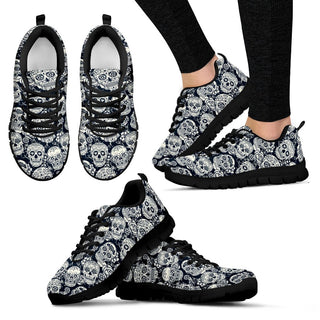 Skulls Black Women's Sneakers - designfullprint
