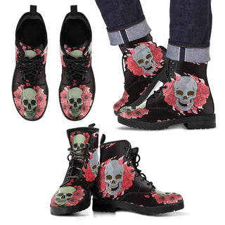 New Comfortable Lace Up Leather Skull Boots 002 - designfullprint