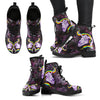 New Comfortable Lace Up Leather Boots Unicorn Skull 001 - designfullprint