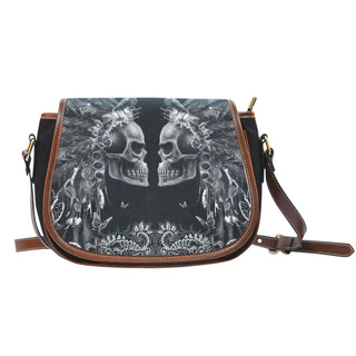3D Skull Leather Cross-Body Carrying Strap Canvas Saddle Bags 001 - designfullprint