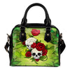 Roses and Skulls Leather Shoulder Bag - designfullprint