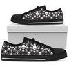Skull Low Top Canvas Shoes 03 Women/Men, Black/White - designfullprint