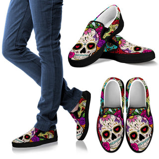 Sugar Skull Men's Slip Ons