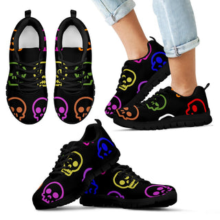 Skull Madness (Black Soles) Kid's Sneakers - designfullprint