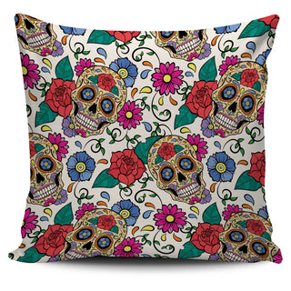 Green White Skull Pillow Cover
