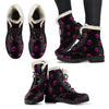 Pink Skull Faux Fur Leather Boots