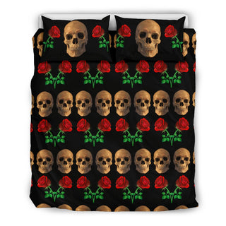 Roses and Skulls Bedding Set for Skull Lovers