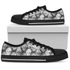 Skull Low Top Canvas Shoes 02 Women/Men, Black/White - designfullprint