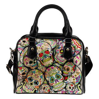 Sugar Skull Collage Shoulder Handbag - designfullprint