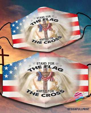 Stand For The Flag Kneel For Cross God Cloth Mask HG