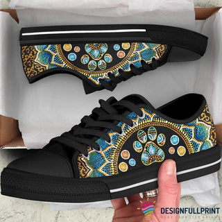Dog Paw Mandala Lowtop Canvas Shoes NHD