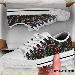 Embroidery Pattern Bicycle Printed Lowtop Canvas Shoes NHD