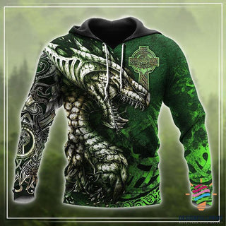 Gift For Viking Lover Irish Shop Gift For Dragon Lover Irish Celebrate Viking Dragon Green Shamrock Hoodie NHD