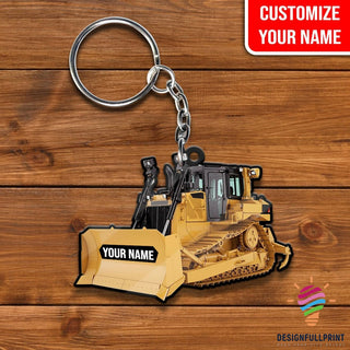 Customized Your Name Love Bulldozer Key Chain HG