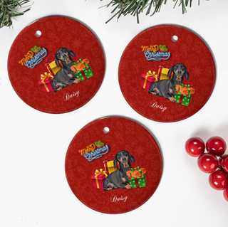 Dachshund Merry Christmas Ornaments LH