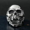 Vintage Men's Silver Biker Skull Ring